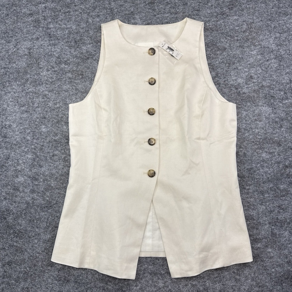 NEW Madewell Crewneck Cutaway vest women's 2 cream linen blend wedding NW061
